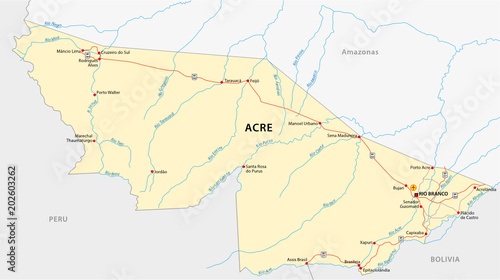acre road vector map, brazil