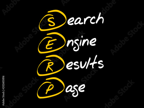 SERP - Search Engine Results Page, acronym business concept