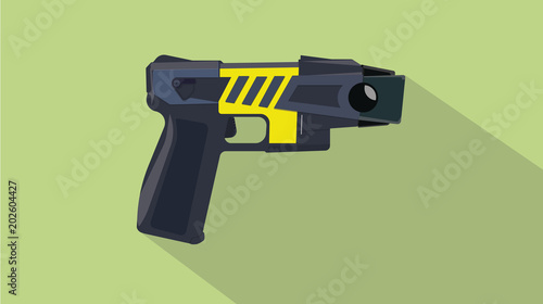 stun gun pistols electric with flat and long shadow style vector