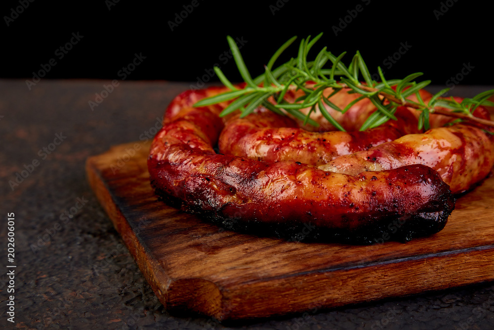 Grilled or Roasted spiral pork sausages Grilled or Roasted spiral pork sausages