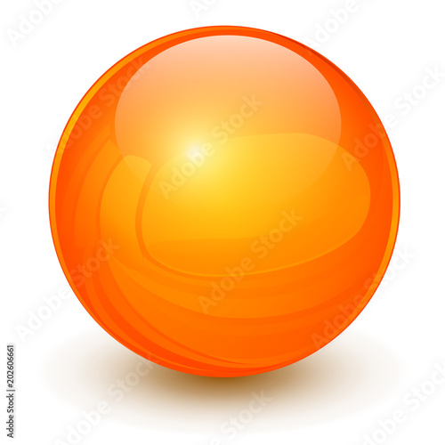 Orange sphere, 3D vector ball.