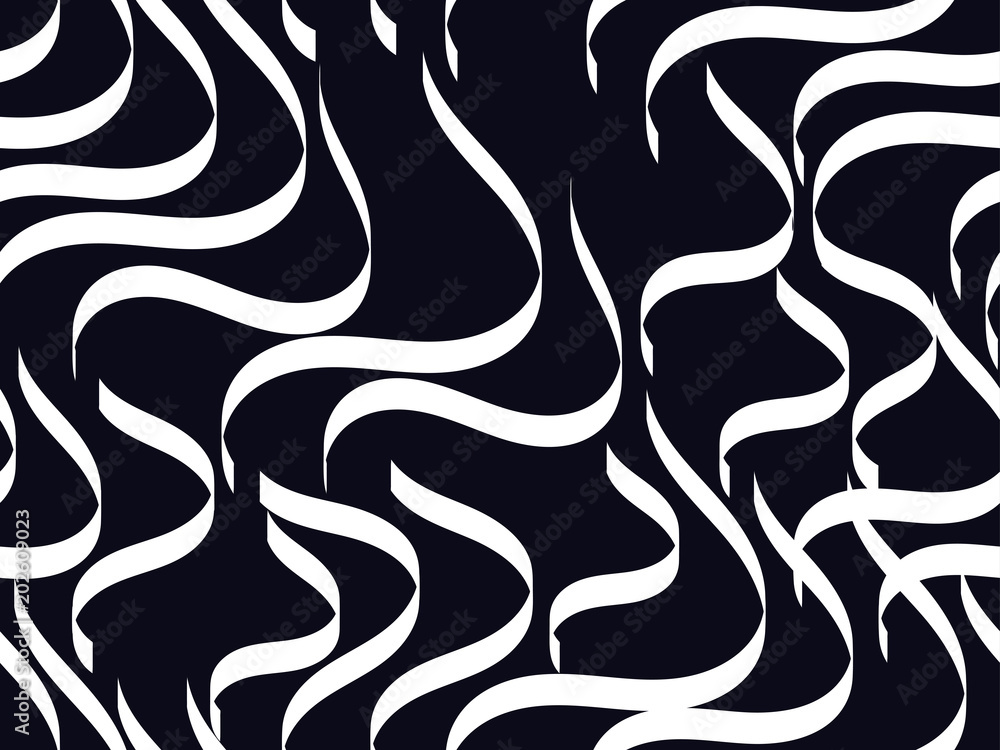 Striped seamless background, curves. Wavy lines. Vector illustration
