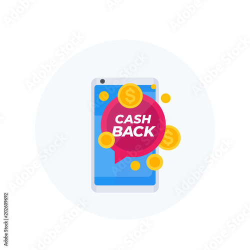 cashback offer vector icon with smartphone