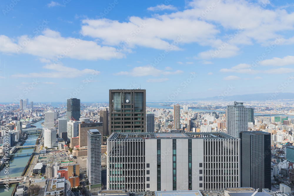 高層ビルから撮影した大阪の風景