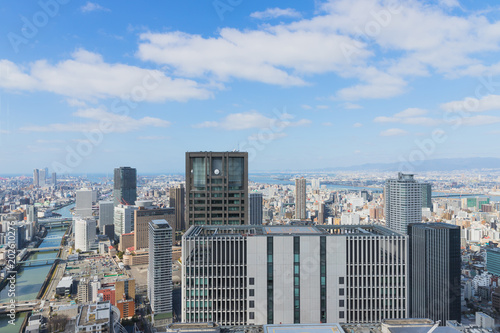 高層ビルから撮影した大阪の風景