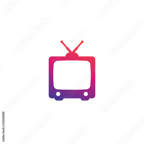 tv with antenna, old television vector icon on white