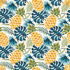 Keuken achterwand Ananas patronen Handgeschilderde aquarel ananassen patroon  © katyau