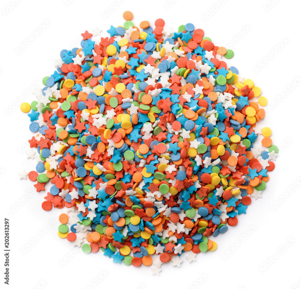 Top view of confetti candy sprinkles Top view of confetti candy sprinkles