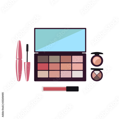 Makeup products for women white background