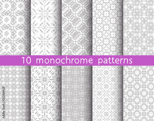 5 monochrome seamless patterns for universal background.