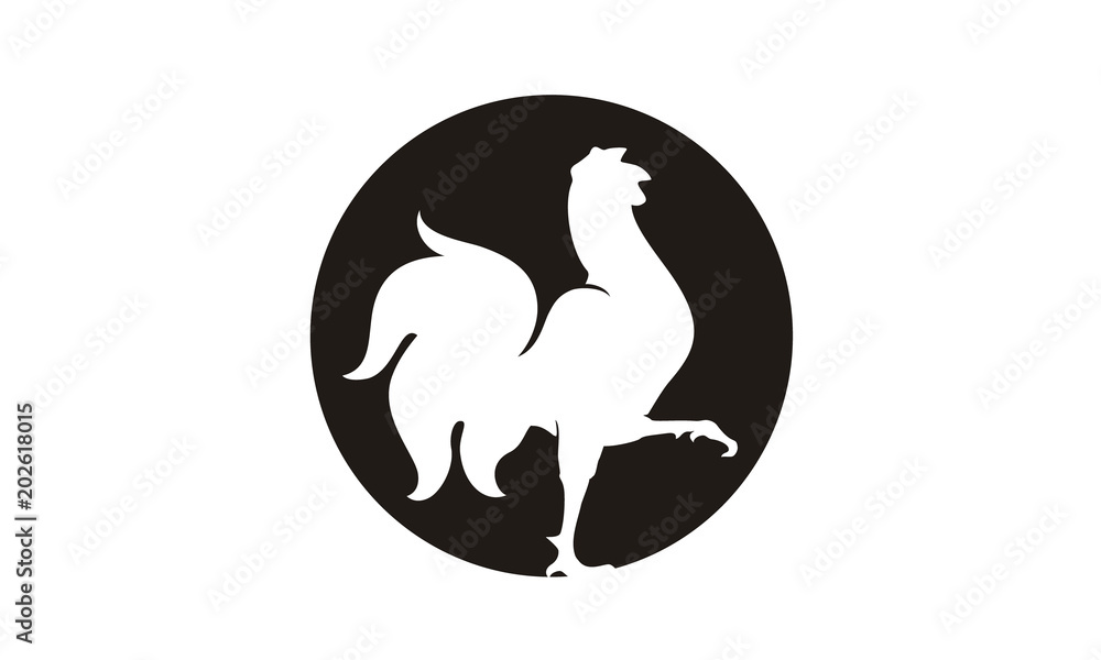 Silhouette Rooster Chicken Poultry Farm Logo design Silhouette Rooster Chicken Poultry Farm Logo design