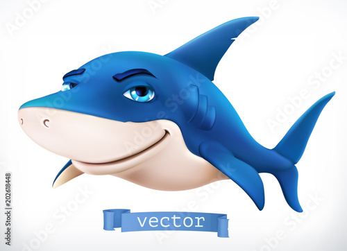 Funny shark. 3d vector icon