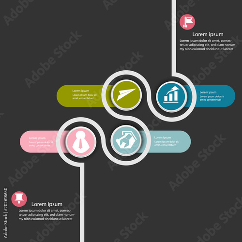 Business data infographic, process chart with 4steps, vector and illustration photo