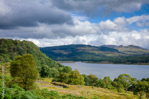 Scottish landscape with Loch Riddon on Cowal peninsula Argyll and Bute Scotland UK