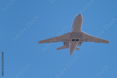 Buisness jet in the blue sky