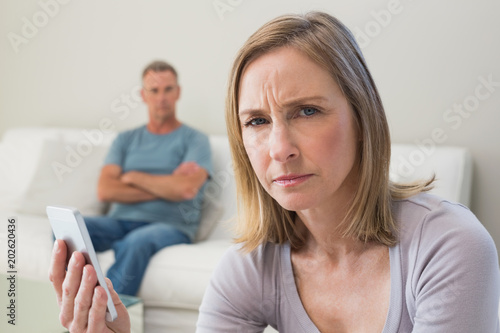 Unhappy couple not talking after an argument