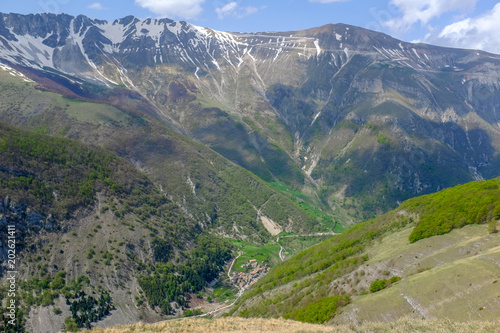 Foce di Montemonaco, Marche: a little town in a valley between Sibillini mountains photo