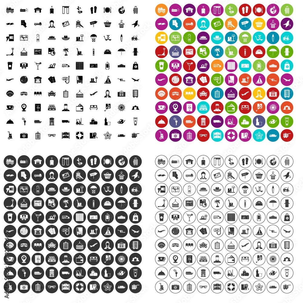100 luggage icons set vector in 4 variant for any web design isolated on white 100 luggage icons set vector in 4 variant for any web design isolated on white