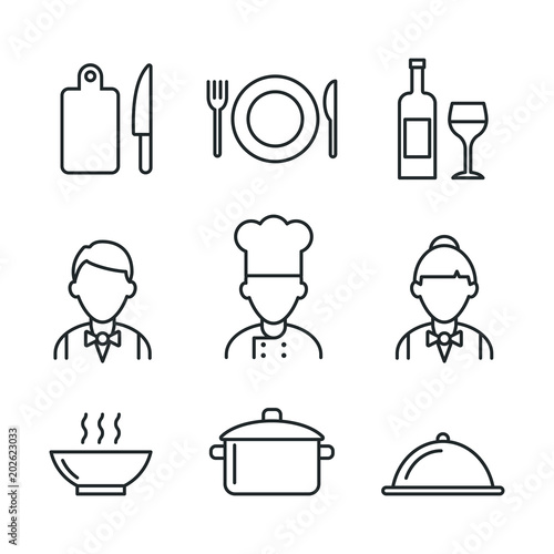 Restaurant icons set. Kitchen icons