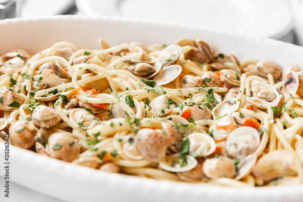 Spaghetti with clams, a typical Mediterranean food