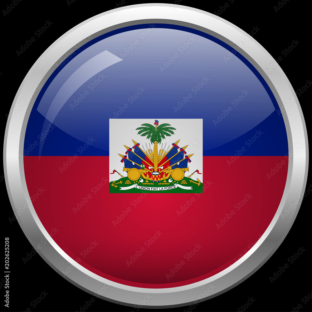 Haitian flag glass button vector illustration Haitian flag glass button vector illustration