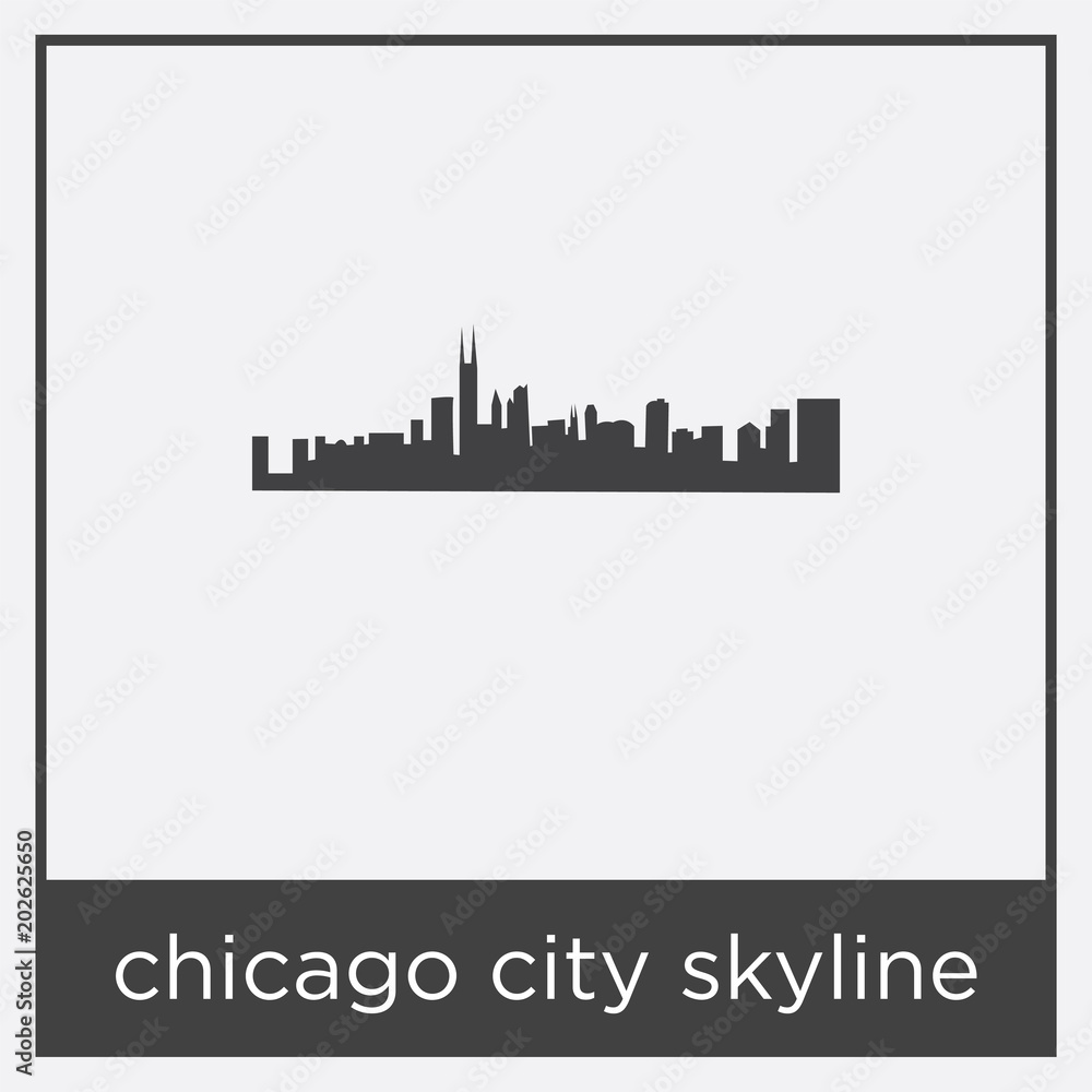 chicago city skyline icon isolated on white background