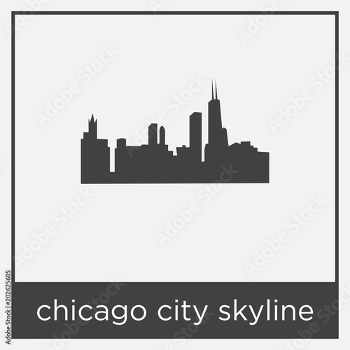 chicago city skyline icon isolated on white background