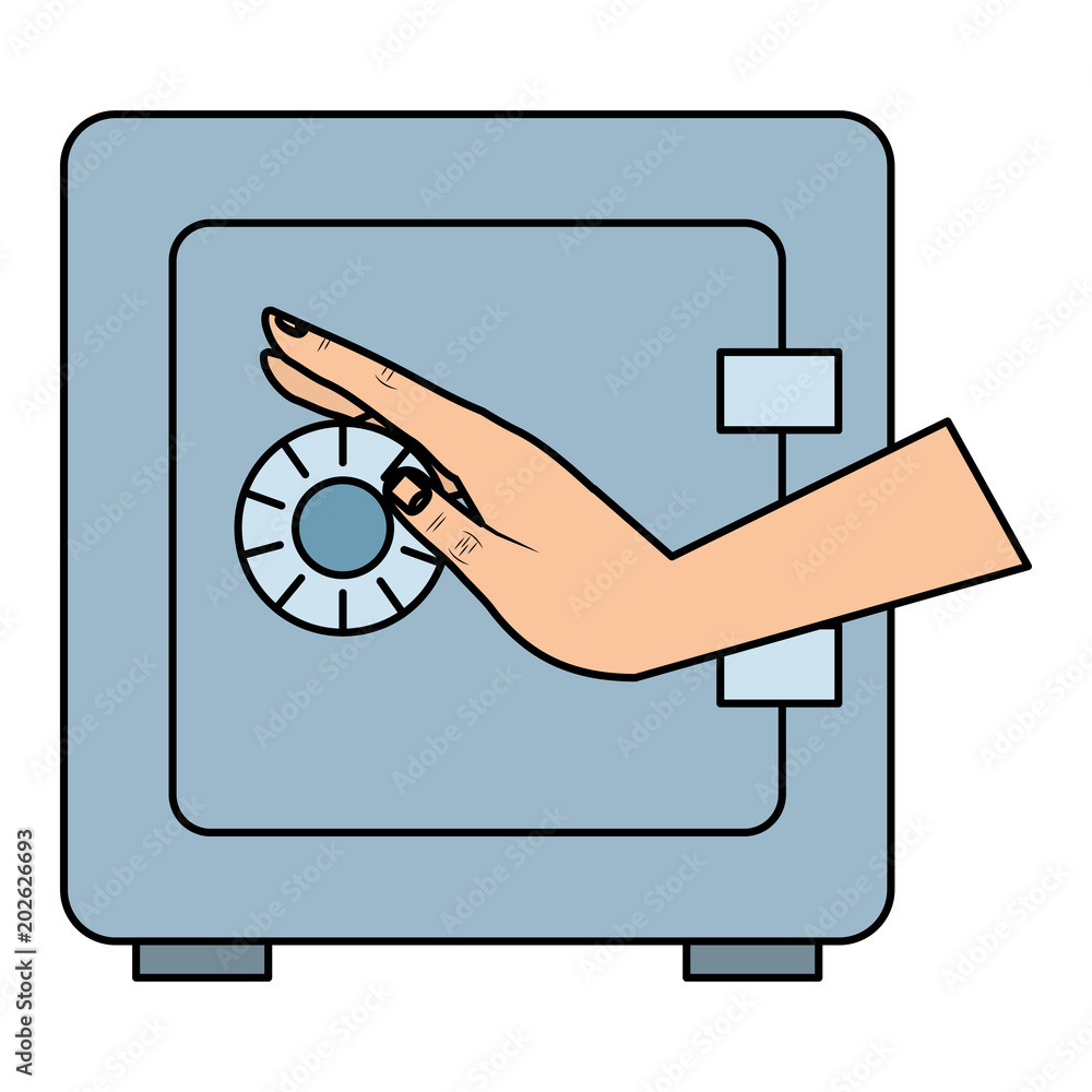 hand with safe box vector illustration design Stock Vector | Adobe Stock