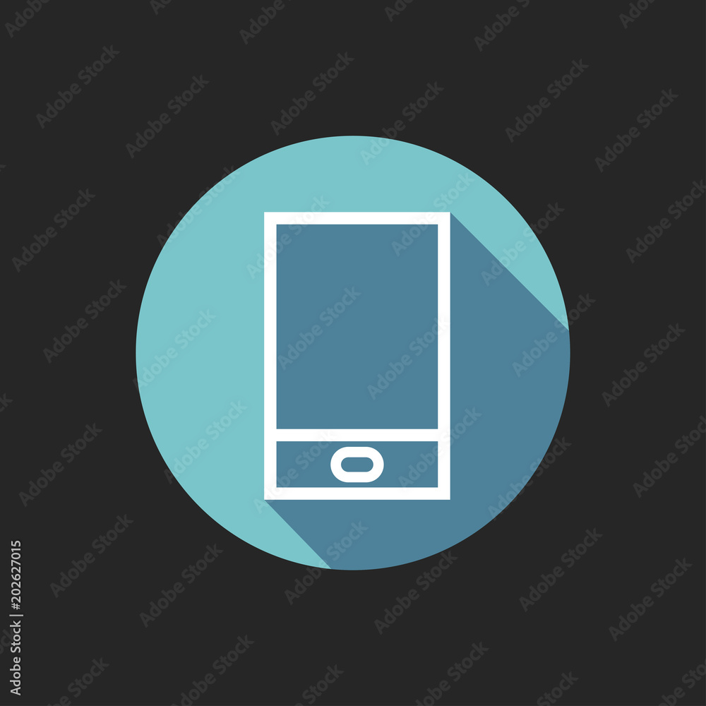 Smartphone Icon with Shadows on Circular Color Button on Black Background Smartphone Icon with Shadows on Circular Color Button on Black Background
