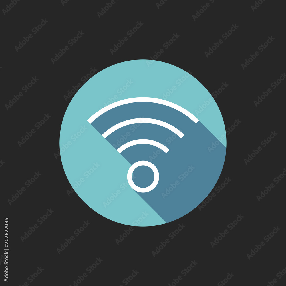 Elegant Universal White Minimalistic Thin Line Wifi Icon with Shadows on Circular Color Button on Black Background Elegant Universal White Minimalistic Thin Line Wifi Icon with Shadows on Circular Color Button on Black Background
