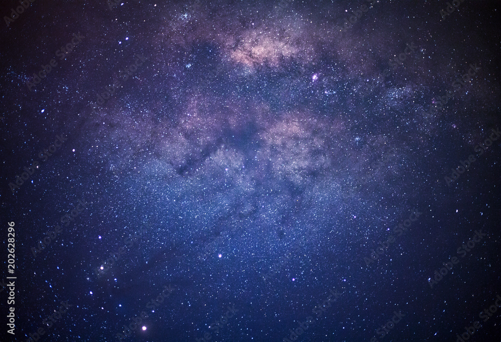 Fototapeta premium Close-up of Milky Way Galaxy, Long exposure photograph, with grain