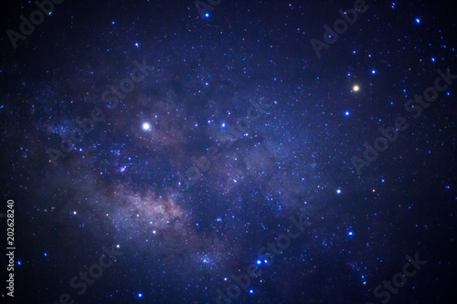 milky way galaxy with star and space dust in the universe  Long exposure photograph  with grain.