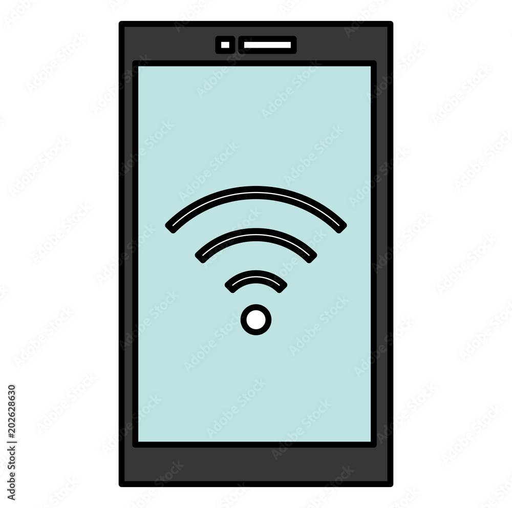 smartphone with wifi signal vector illustration design