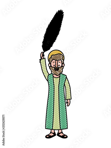 apostle of Jesus with palm leaf character vector illustration design