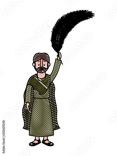 apostle of Jesus with palm leaf character vector illustration design