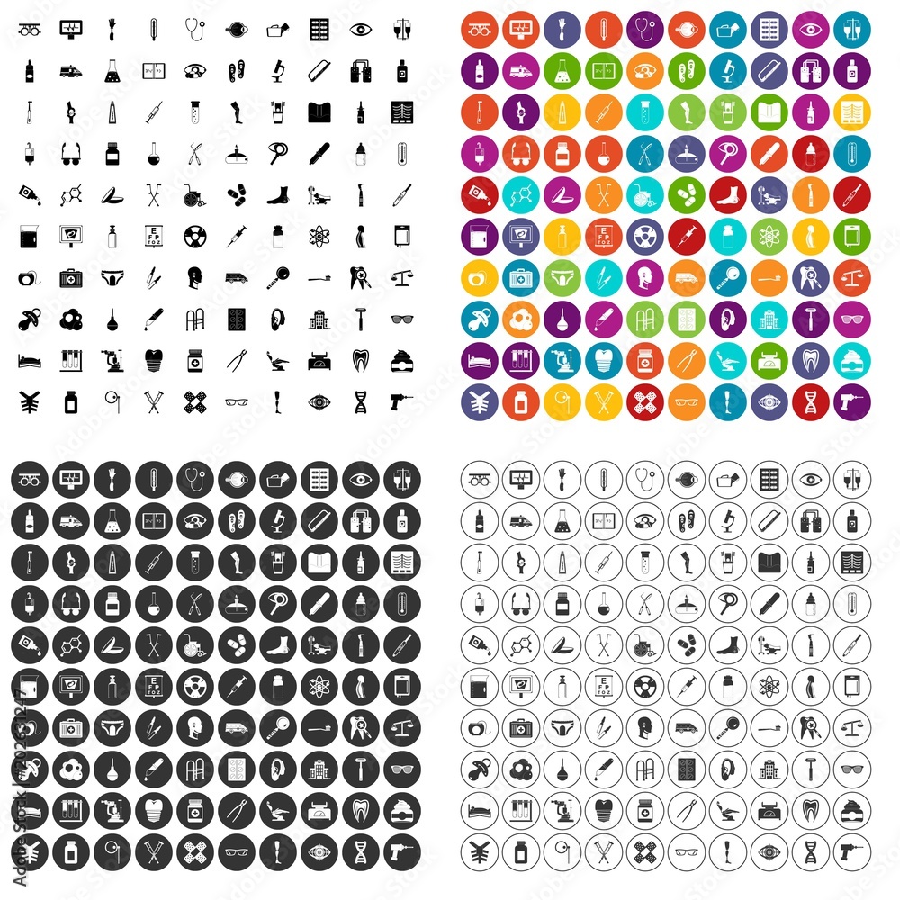100 medical products icons set vector in 4 variant for any web design isolated on white 100 medical products icons set vector in 4 variant for any web design isolated on white