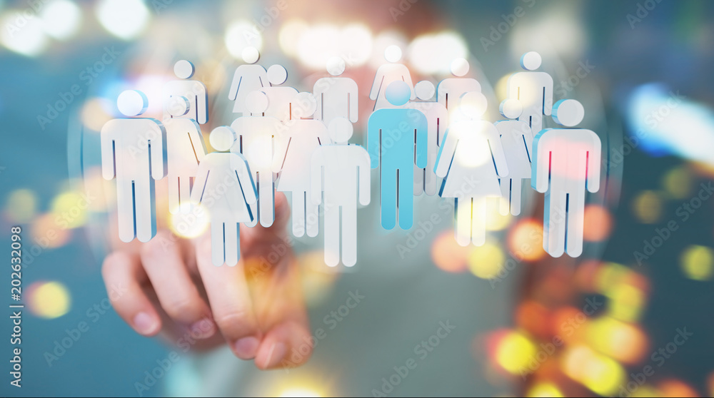 Businesswoman holding group of people 3D rendering Businesswoman holding group of people 3D rendering