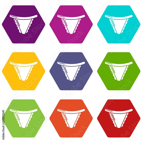Underpants classic icons 9 set coloful isolated on white for web
