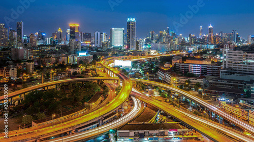 night of the Metropolitan Bangkok City downtown cityscape urban skyline Thailand in December 2017 - Cityscape Bangkok city Thailand © suphaporn