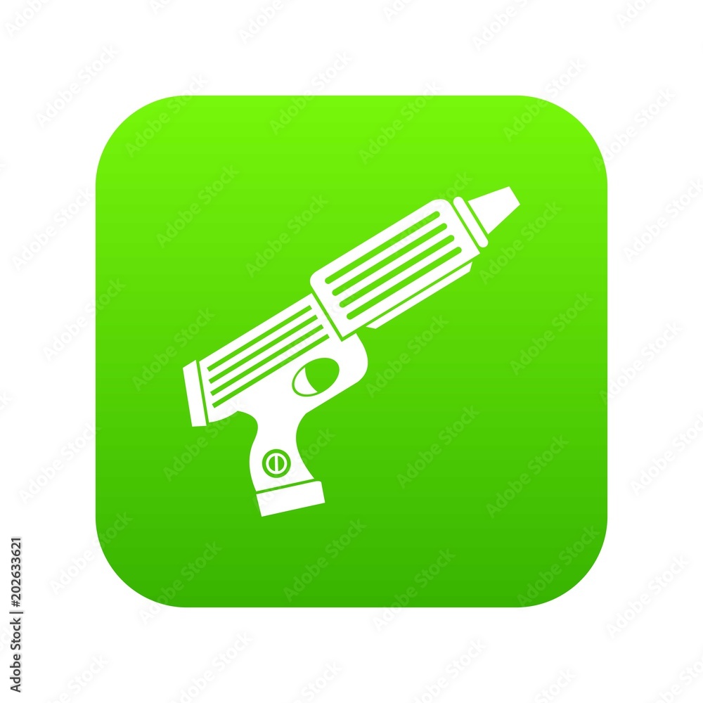 Plastic gun toy icon digital green for any design isolated on white vector illustration
