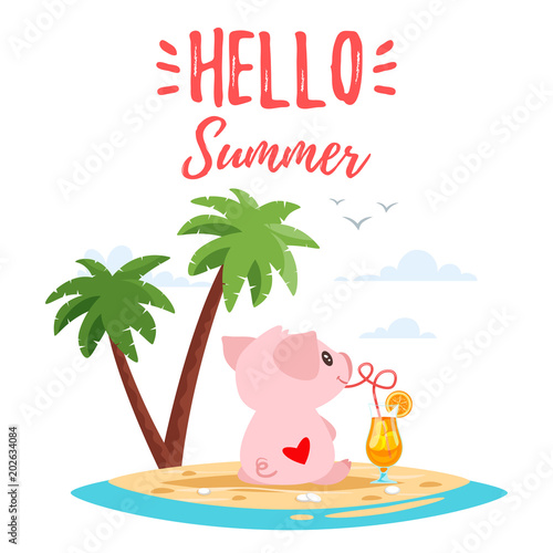 summer cute pink pig