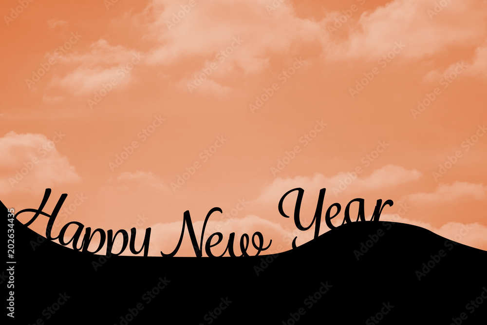 Happy new Year against cloudy background