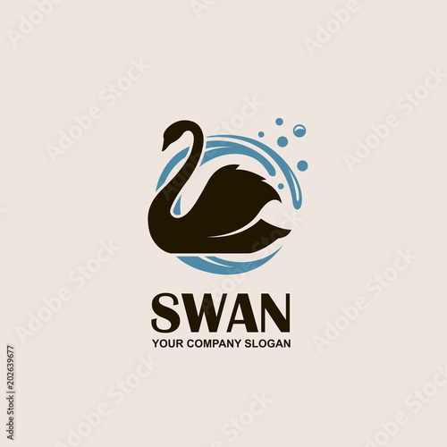 icon with black swan and blue waves
