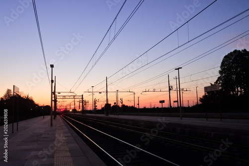 the rail ways in sunset