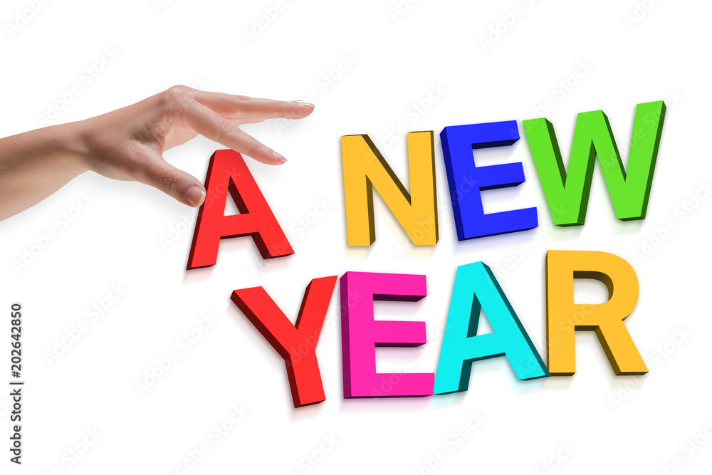 Hand showing against a new year Hand showing against a new year