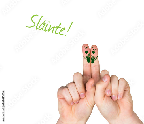 Patricks Day fingers against slainte photo