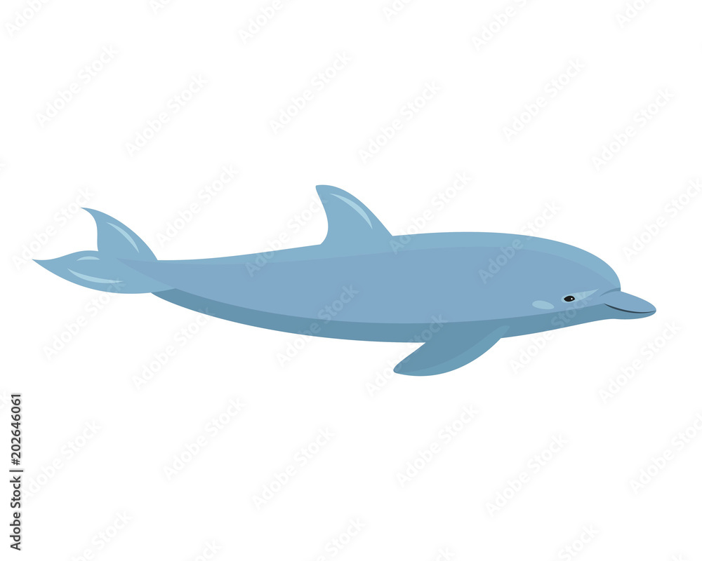 Fototapeta premium Kreskówka delfinów na białym tle.
