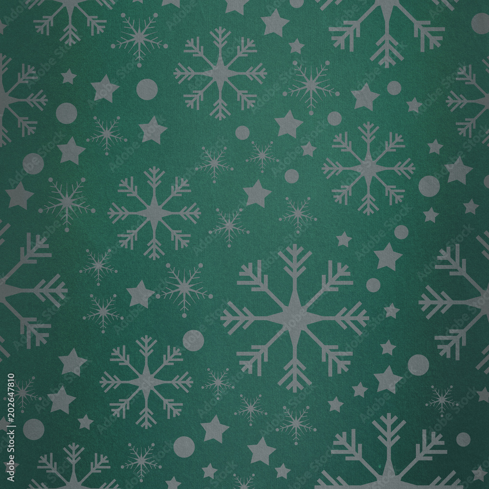 Snowflake pattern against green vignette Snowflake pattern against green vignette