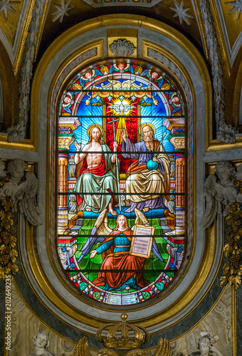 Stained glass of the Church of Santa Maria dell'Anima, in Rome, Italy.