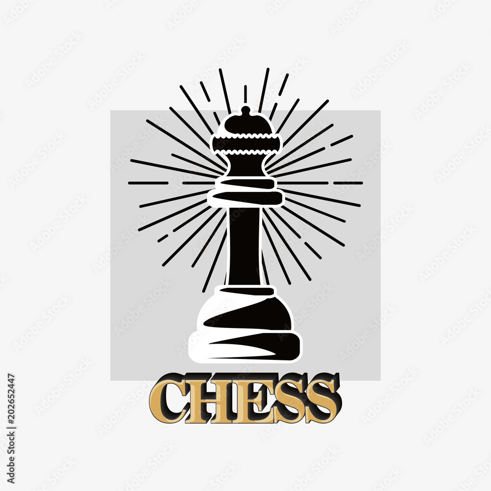 chess design with queen piece over white background, black and white design. vector illustration chess design with queen piece over white background, black and white design. vector illustration